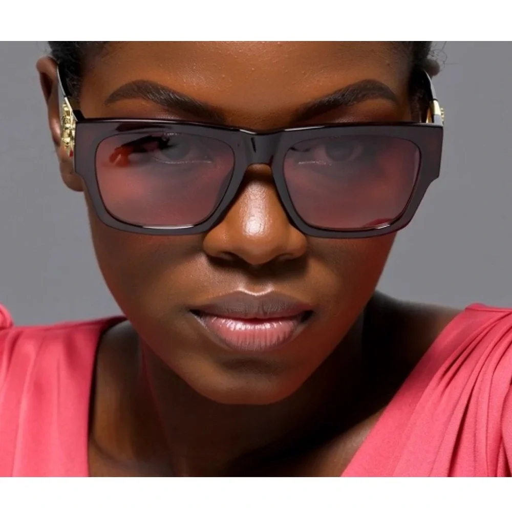 Female Sunglasses Designer Fashion Shades Women Square Frame Brown Frame‎ Pink